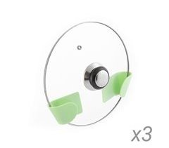 Conjunto de 3 Suportes Adesivos para Tampas de Panelas Modelo Smarack