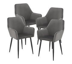 Conjunto de 4 cadeiras de jantar Hollola veludo e aço