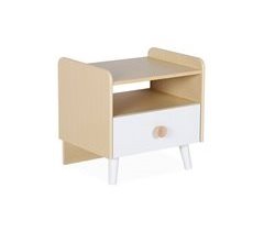 Mesa de cabeceira para crianças com efeito de madeira, branca, 1 40x33