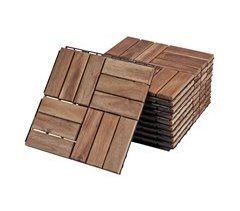 Conjunto de 10 ladrilhos Alliste click 12 ripas acácia/plástico