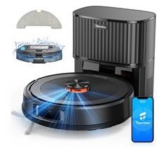 Aspirador de Pó Robot Teendow D10S Plus - Potência de Aspiração de 5000 Pa, Bateria de 3200 mAh, Depósito de Pó de 300 ml, 180 Minutos de Duração da Bateria, Silêncio de 70 dB