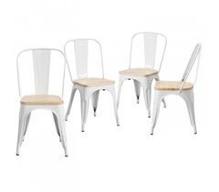 Pack 4 Cadeiras Industriais Strong com Assento de Madeira Thinia Home