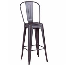 Banqueta metálica em aço lacado com encosto alto (76cm) - Bistro