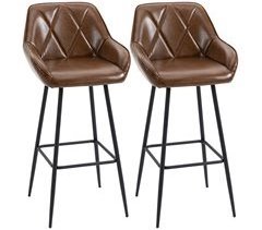 Bancos Altos PU, Espuma e Aço HOMCOM, casa - cadeiras