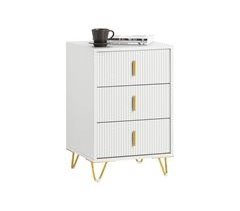 Mesa de cabeceira Mesa de apoio com 3 gavetas FBT115-L-W SoBuy