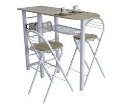 Conjunto de mesa de bar para cozinha com 4 prateleiras