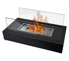 Lareira de mesa a etanol com dois lustres de vidro temperado