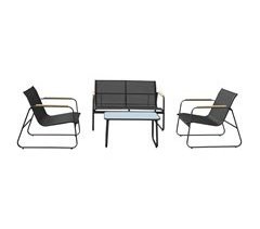 Conjunto de jardim em aço, 4 lugares
