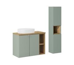 Móvel de lavatório simples 2 portas 2 nichos e pedestal Jade