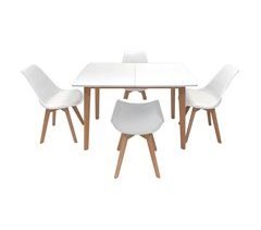 Mesa extensível Helga 120, 4 cadeiras Nora
