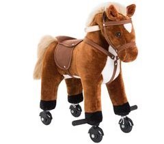 Cavalo para Crianças com Rodas Pelúcia, Aço, Algodão PP e PU
