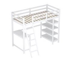 Cama alta, cama individual com escada