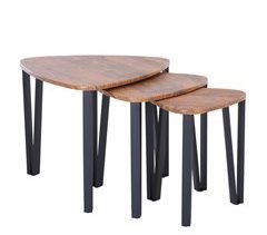 Conjunto de 3 Mesas de Café E1 class MDF, Steel legs HOMCOM 56x56