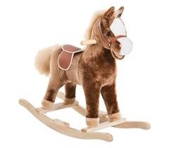 Cavalo de Baloiço Pelúcia, Madeira de Choupo e Aço HOMCOM
