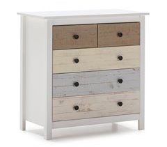 Cómoda Magda com 5 gavetas em branco