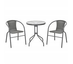 Set de jardim com mesa e 2 cadeiras WICKER cor cinzenta