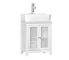 Armário de lavatório com 2 níveis e 2 portas BZR35-W SoBuy