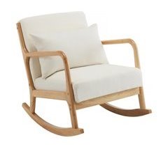 Cadeira de balanço estilo escandinavo em fivela e madeira