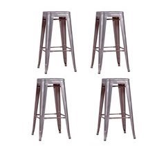 Lote de 4 bancos de metal  - Bistro