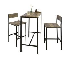 Mesa de bar alta e 2 bancos com encostos OGT03-XL SoBuy