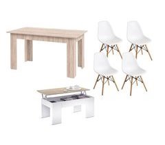 Pack Poupança: Mesa de Jantar + 4 Cadeiras + Mesa de Centro 140x80