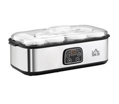 Iogurteira PC, PP, Aço Inoxidável e Vidro HOMCOM, casa - cozinha