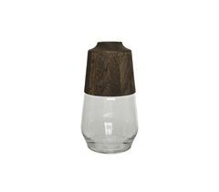 Vaso MIX de vidro e madeira 28 cm 