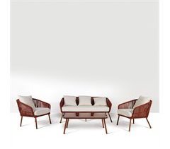 Conjunto de jardim DALI com 1 mesa baixa, 1 sofá e 2 cadeirões