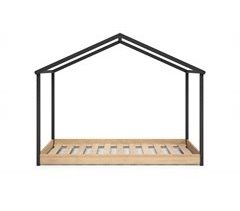 Cama tipo cabana montessori KARIM 90x200cm antracite e carvalho