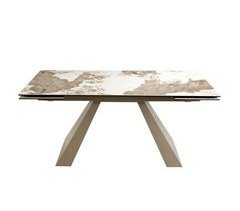ANGEL CERDA Mesa de jantar extensível retangular em mármore porcelânico e aço cinzento taupe 260x90
