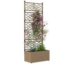Jardineira com Treliça Aço e Vime PE Outsunny