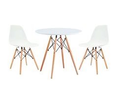 Conjunto de mesa redonda de cozinha estilo nórdico com 2 cadeiras