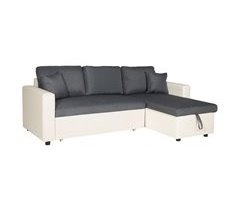 CLARK sofá-cama de canto de 3 lugares em tecido e imitação de couro