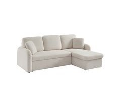 Sofá-cama de canto Milano de 3 lugares em tecido boucle