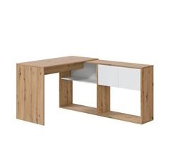 Mesa de escrita modular Beja 2 portas 2 compartimentos, madeira/branco