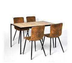 Conjunto de mesa e 4 cadeiras estilo industrial