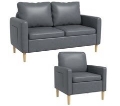 Conjunto de Sofá espuma, microfibra, aço e madeira HOMCOM