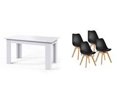 Pack Mesa Fixa de Jantar ou Cozinha + 4 Cadeiras Nórdicas 138x80