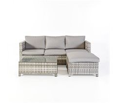 Set chasie longue LANZAROTE III com puff e mesa cinza