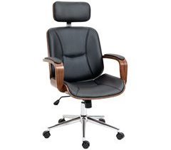 Cadeira de Escritório Couro PU, Espuma, Aço e Madeira de Álamo