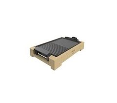 Cecotec Grelhador de mesa de 2000 W, com estrutura de bambu, termostato regulável e placa antiaderente com superfície mista de metade grill, apta para máquina da louça.