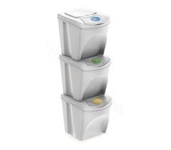 WELL HOME Conjunto de 3 lixeiras-lixeira, cinza, volume 3x25L