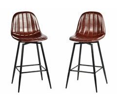 Conjunto de 2 bancos de bar vintage em pele sintética com pernas