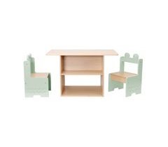 Mesa para crianças + 2 cadeiras, com prateleiras 80x48