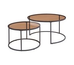 Conjunto de 2 mesas de centro Kokkola Metal/Vidro fumado 80x80