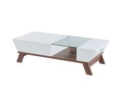 Mesa de centro Ljusdal compartimentos aglomerado/vidro [en.casa] 55x120