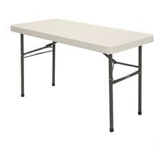 Mesa patas plegables rectangular crema LIFETIME 122 x 61 x 74 cm