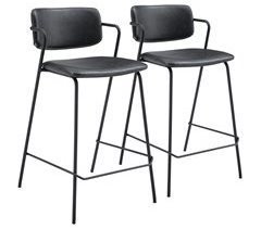 Conjunto de 2 bancos de bar Leon em imitação de pele