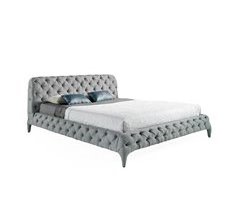 ANGEL CERDA Cama estofada Cama estofada em tecido cinzento capitoné
