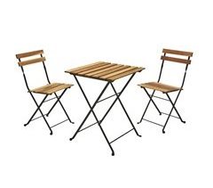 WELL HOME - Conjunto de mesa de madeira 'Bistrô' + 2 cadeiras